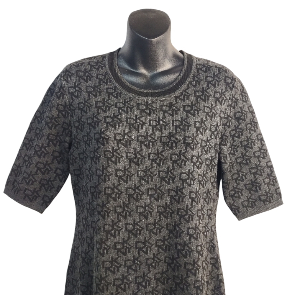 DKNY Sweater Dress Women's Black Gray Sweater Dress Size M - Picture 3 of 8